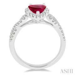 ASHI Pear Shape Gemstone & Halo Diamond Ring 40743PPFHRBWG