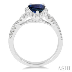 ASHI Pear Shape Gemstone & Halo Diamond Ring 40743PPFHSPWG