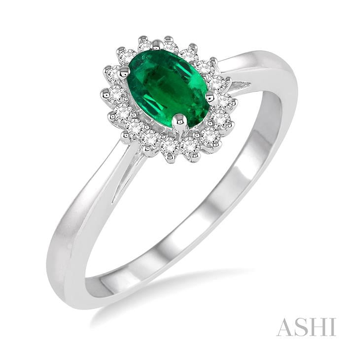 ASHI Oval Shape Gemstone & Halo Diamond Ring 40788PPTXEMWG