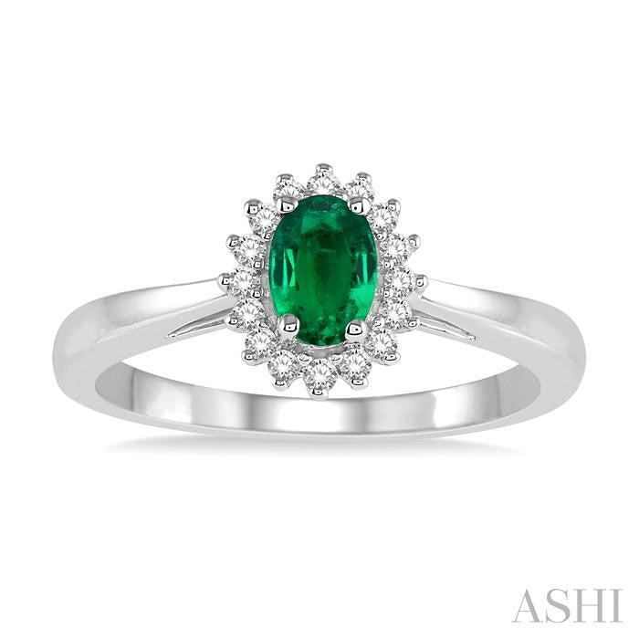 ASHI Oval Shape Gemstone & Halo Diamond Ring 40788PPTXEMWG