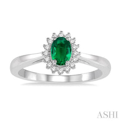 ASHI Oval Shape Gemstone & Halo Diamond Ring 40788PPTXEMWG