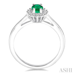 ASHI Oval Shape Gemstone & Halo Diamond Ring 40788PPTXEMWG