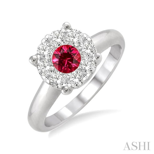 ASHI Round Shape Lovebright Gemstone & Diamond Ring 40885PPFVRBWG