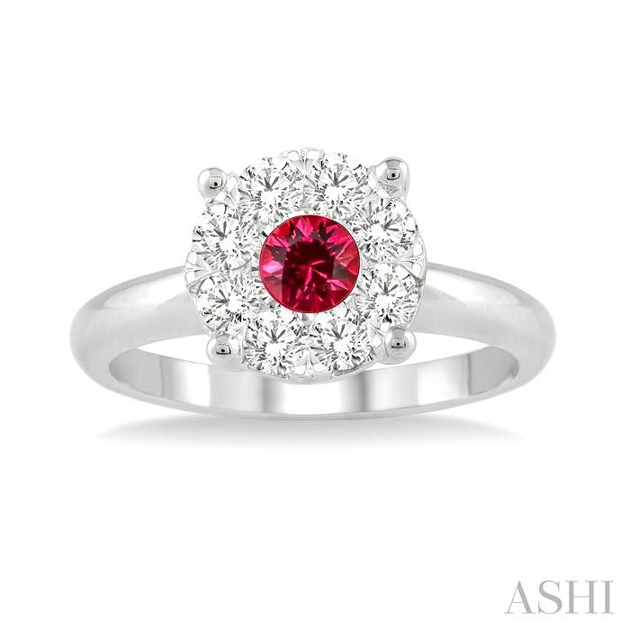 ASHI Round Shape Lovebright Gemstone & Diamond Ring 40885PPFVRBWG