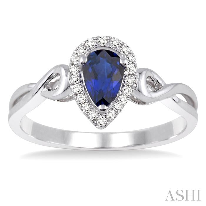 ASHI Pear Shape Gemstone & Halo Diamond Ring 40948PPFSSPWG