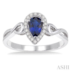 ASHI Pear Shape Gemstone & Halo Diamond Ring 40948PPFSSPWG