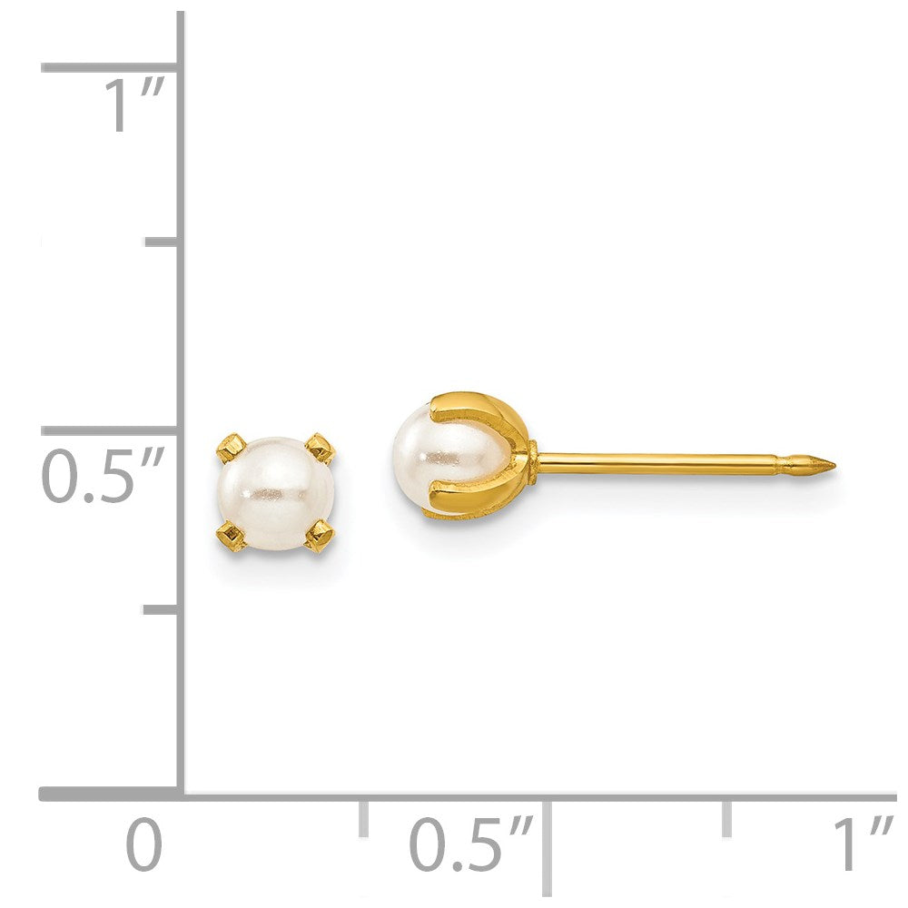 40E Inverness Stainless Steel 24K Gold-plated 4mm Simulated Pearl Earrings