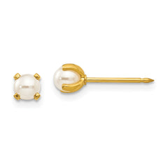 40E Inverness Stainless Steel 24K Gold-plated 4mm Simulated Pearl Earrings