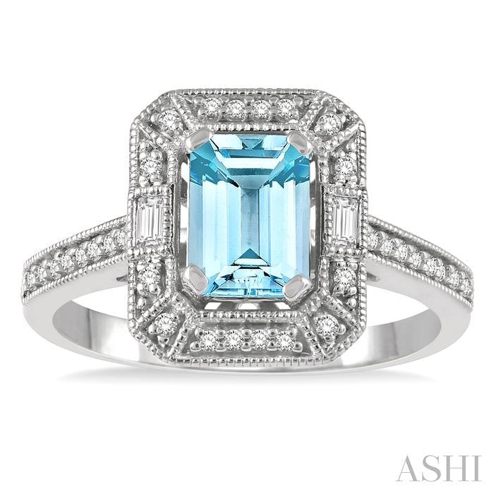 ASHI Emerald Shape Gemstone & Diamond Ring 41137PPFGAQWG