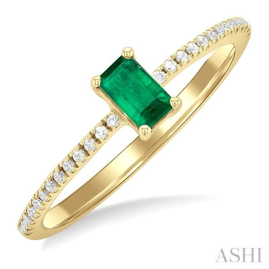ASHI Emerald Shape Gemstone & Petite Diamond Fashion Ring 41228PPTSEMYG