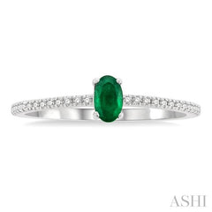 ASHI Oval Shape Gemstone & Petite Diamond Fashion Ring 41238PPTSEMWG