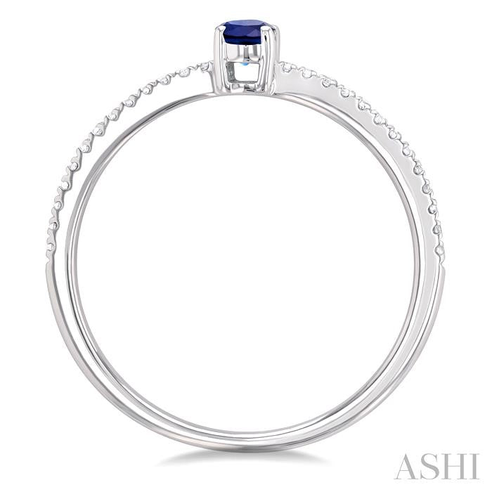 ASHI Oval Shape Gemstone & Petite Diamond Fashion Ring 41238PPTSSPWG