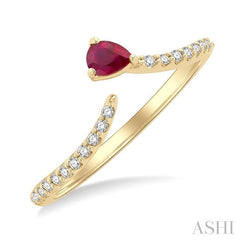 ASHI Pear Shape Gemstone & Petite Diamond Fashion Open Ring 41258PPTSRBYG
