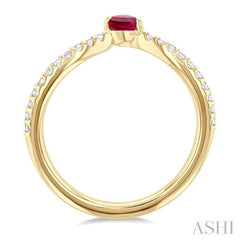 ASHI Pear Shape Gemstone & Petite Diamond Fashion Open Ring 41258PPTSRBYG