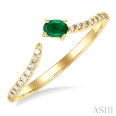 ASHI Oval Shape Gemstone & Petite Diamond Fashion Open Ring 41268PPTSEMYG