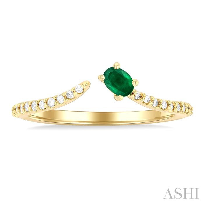 ASHI Oval Shape Gemstone & Petite Diamond Fashion Open Ring 41268PPTSEMYG