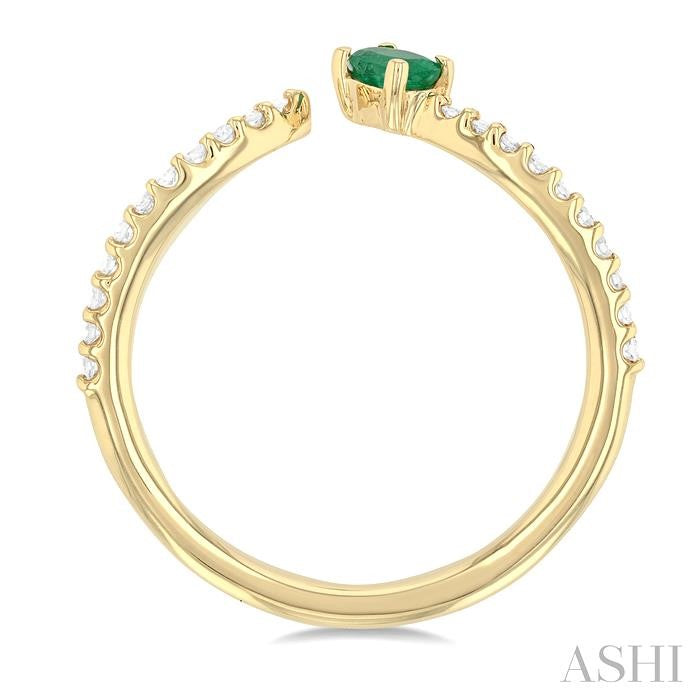 ASHI Oval Shape Gemstone & Petite Diamond Fashion Open Ring 41268PPTSEMYG