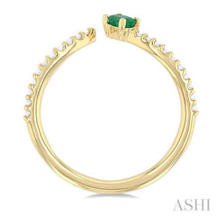 ASHI Oval Shape Gemstone & Petite Diamond Fashion Open Ring 41268PPTSEMYG