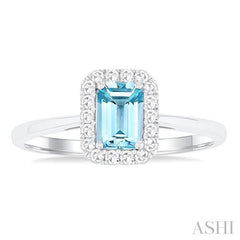 ASHI Emerald Shape Gemstone & Halo Diamond Ring 41278PPFGAQWG-OC