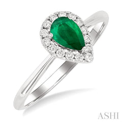 ASHI Pear Shape Gemstone & Halo Diamond Ring 41278PPFGEMWG-PR