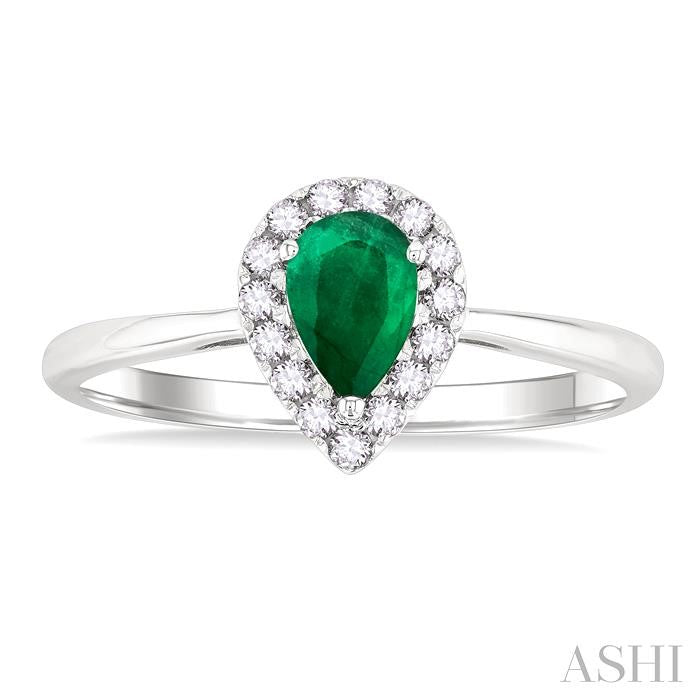 ASHI Pear Shape Gemstone & Halo Diamond Ring 41278PPFGEMWG-PR