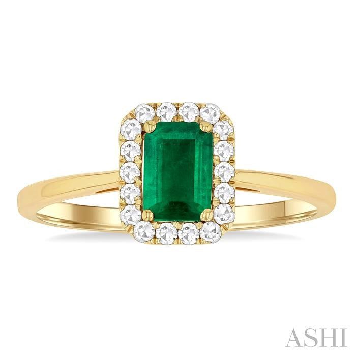 ASHI Emerald Shape Gemstone & Halo Diamond Ring 41278PPFGEMYG-OC