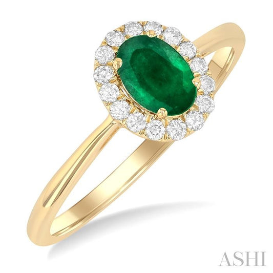 ASHI Oval Shape Gemstone & Halo Diamond Ring 41278PPFGEMYG-OV