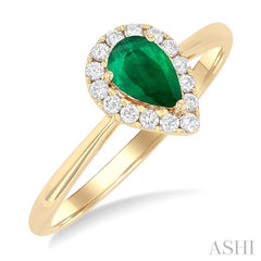 ASHI Pear Shape Gemstone & Halo Diamond Ring 41278PPFGEMYG-PR