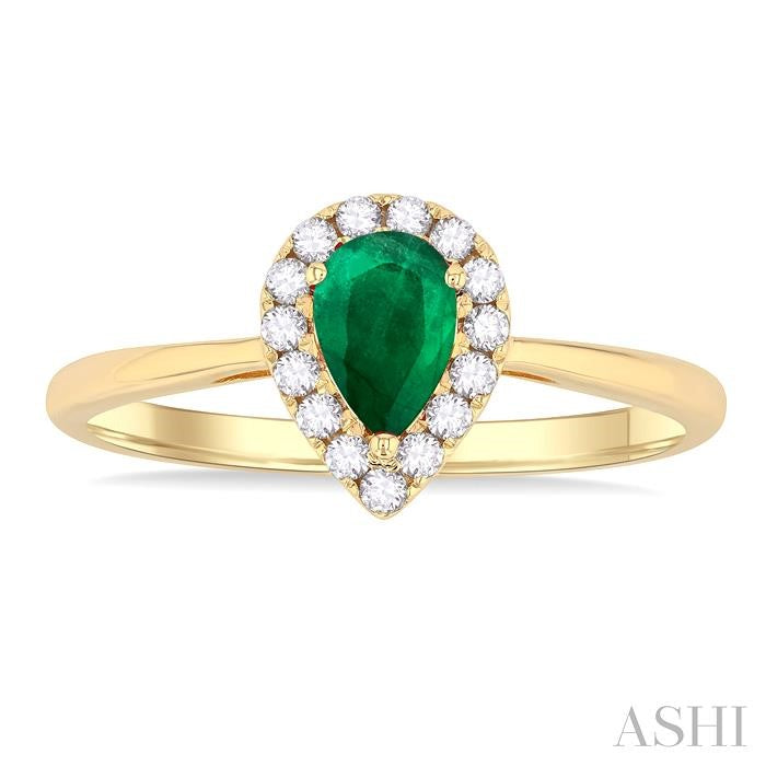 ASHI Pear Shape Gemstone & Halo Diamond Ring 41278PPFGEMYG-PR