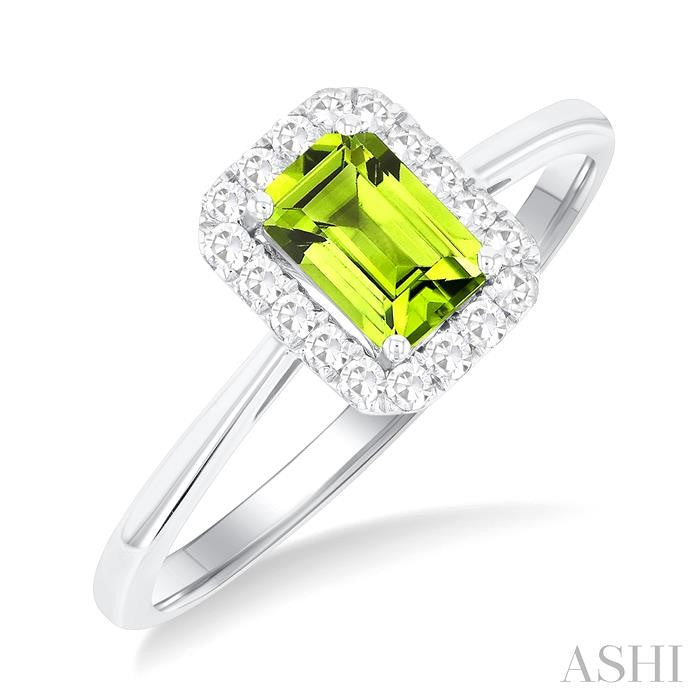 ASHI Emerald Shape Gemstone & Halo Diamond Ring 41278PPFGPEWG-OC