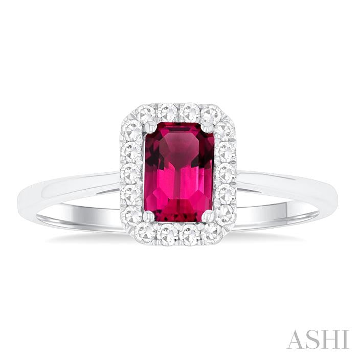 ASHI Emerald Shape Gemstone & Halo Diamond Ring 41278PPFGPTWG-OC