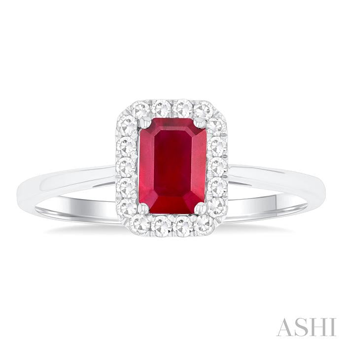 ASHI Emerald Shape Gemstone & Halo Diamond Ring 41278PPFGRBWG-OC