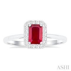 ASHI Emerald Shape Gemstone & Halo Diamond Ring 41278PPFGRBWG-OC