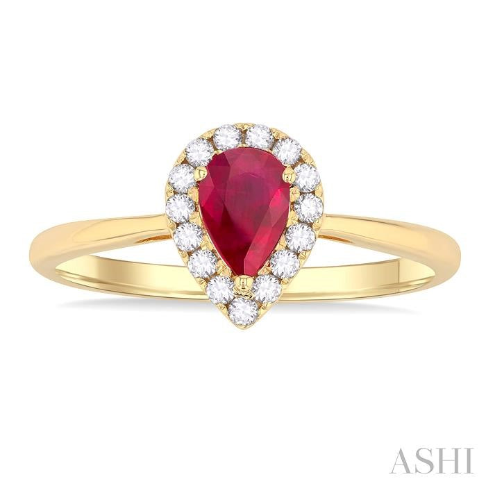 ASHI Pear Shape Gemstone & Halo Diamond Ring 41278PPFGRBYG-PR