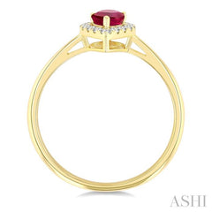 ASHI Pear Shape Gemstone & Halo Diamond Ring 41278PPFGRBYG-PR