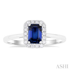 ASHI Emerald Shape Gemstone & Halo Diamond Ring 41278PPFGSPWG-OC