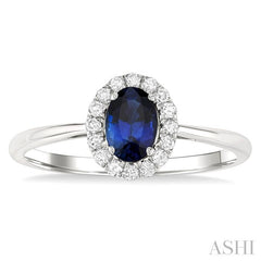 ASHI Oval Shape Gemstone & Halo Diamond Ring 41278PPFGSPWG-OV