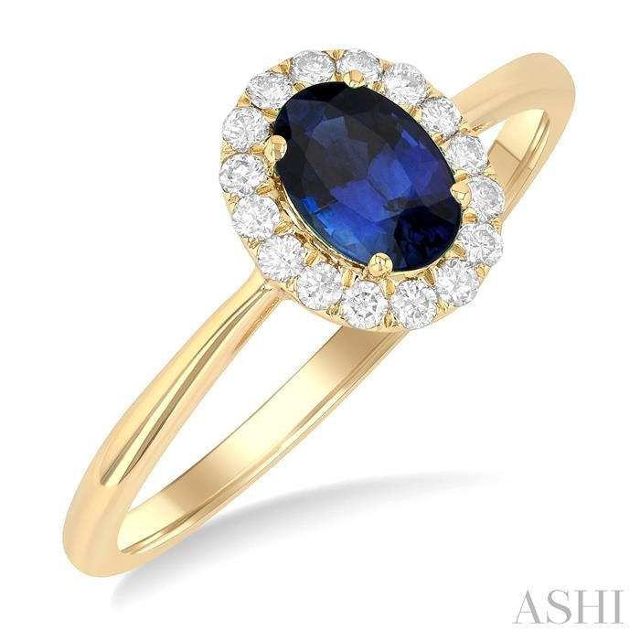 ASHI Oval Shape Gemstone & Halo Diamond Ring 41278PPFGSPYG-OV