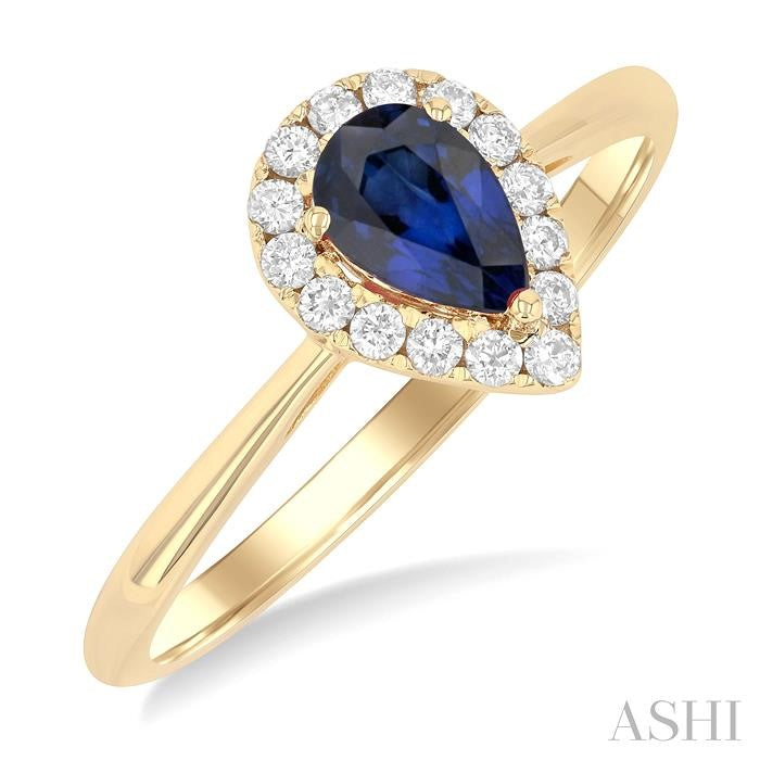 ASHI Pear Shape Gemstone & Halo Diamond Ring 41278PPFGSPYG-PR
