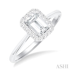 ASHI Emerald Shape Gemstone & Halo Diamond Ring 41278PPFGWTWG-OC