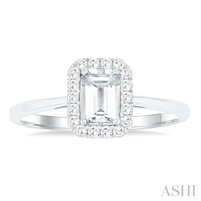 ASHI Emerald Shape Gemstone & Halo Diamond Ring 41278PPFGWTWG-OC