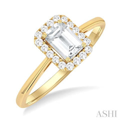 ASHI Emerald Shape Gemstone & Halo Diamond Ring 41278PPFGWTYG-OC