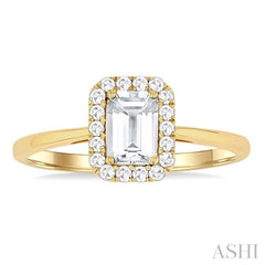 ASHI Emerald Shape Gemstone & Halo Diamond Ring 41278PPFGWTYG-OC