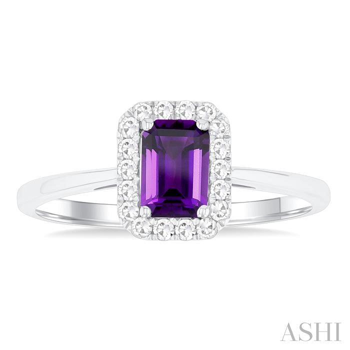 ASHI Emerald Shape Gemstone & Halo Diamond Ring 41278PPTGAMWG-OC