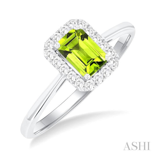 ASHI Emerald Shape Gemstone & Halo Diamond Ring 41278PPTGPEWG-OC