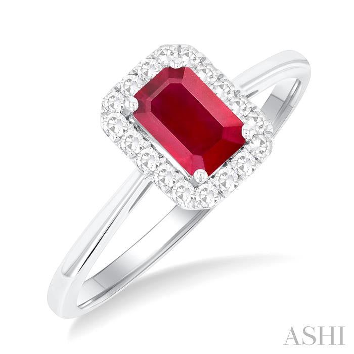 ASHI Emerald Shape Gemstone & Halo Diamond Ring 41278PPTGRBWG-OC