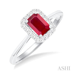 ASHI Emerald Shape Gemstone & Halo Diamond Ring 41278PPTGRBWG-OC