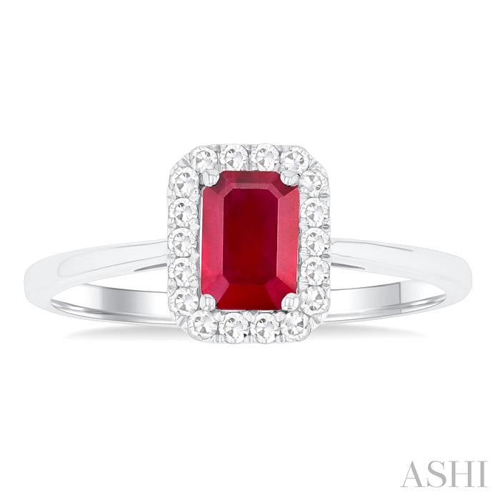 ASHI Emerald Shape Gemstone & Halo Diamond Ring 41278PPTGRBWG-OC