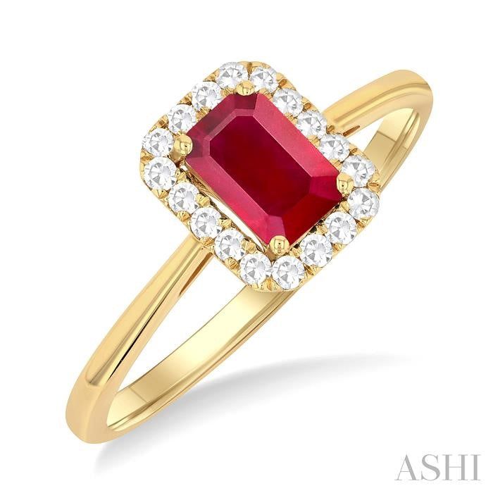 ASHI Emerald Shape Gemstone & Halo Diamond Ring 41278PPTGRBYG-OC