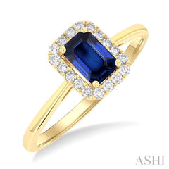 ASHI Emerald Shape Gemstone & Halo Diamond Ring 41278PPTGSPYG-OC